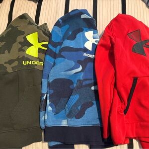 Under Armour Kids' Hoodie Trio - Camouflage Green, Blue, and Red